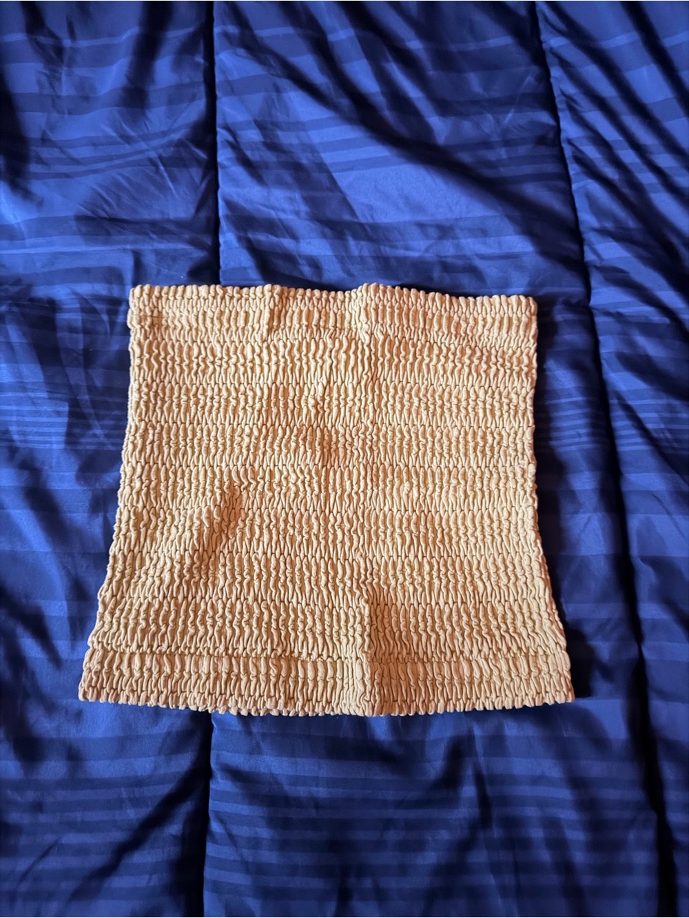 No Boundaries Beige Smocked Mini Skirt